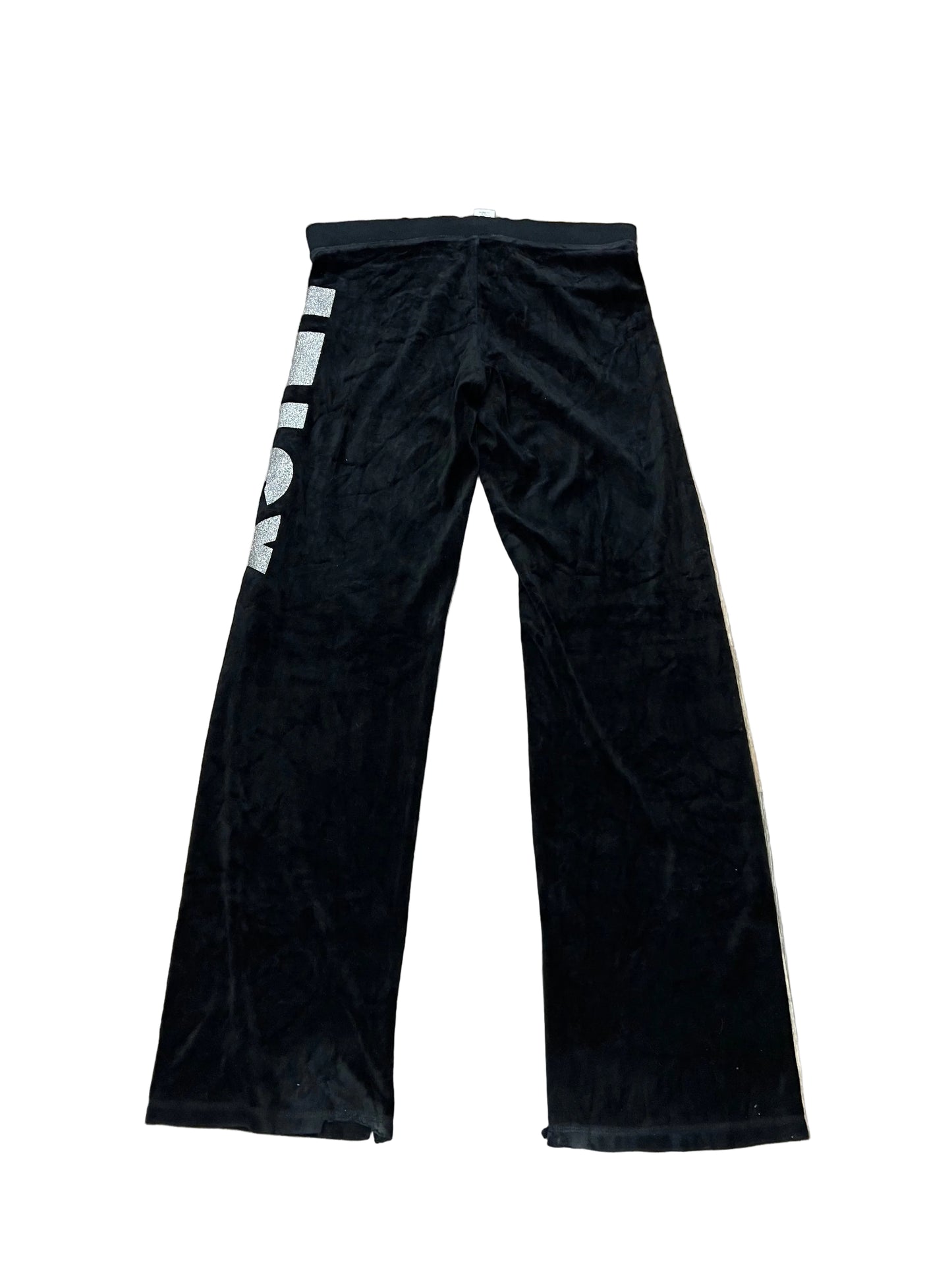 Juicy Couture Black Velour Flare Sweatpants Side Logo Size P