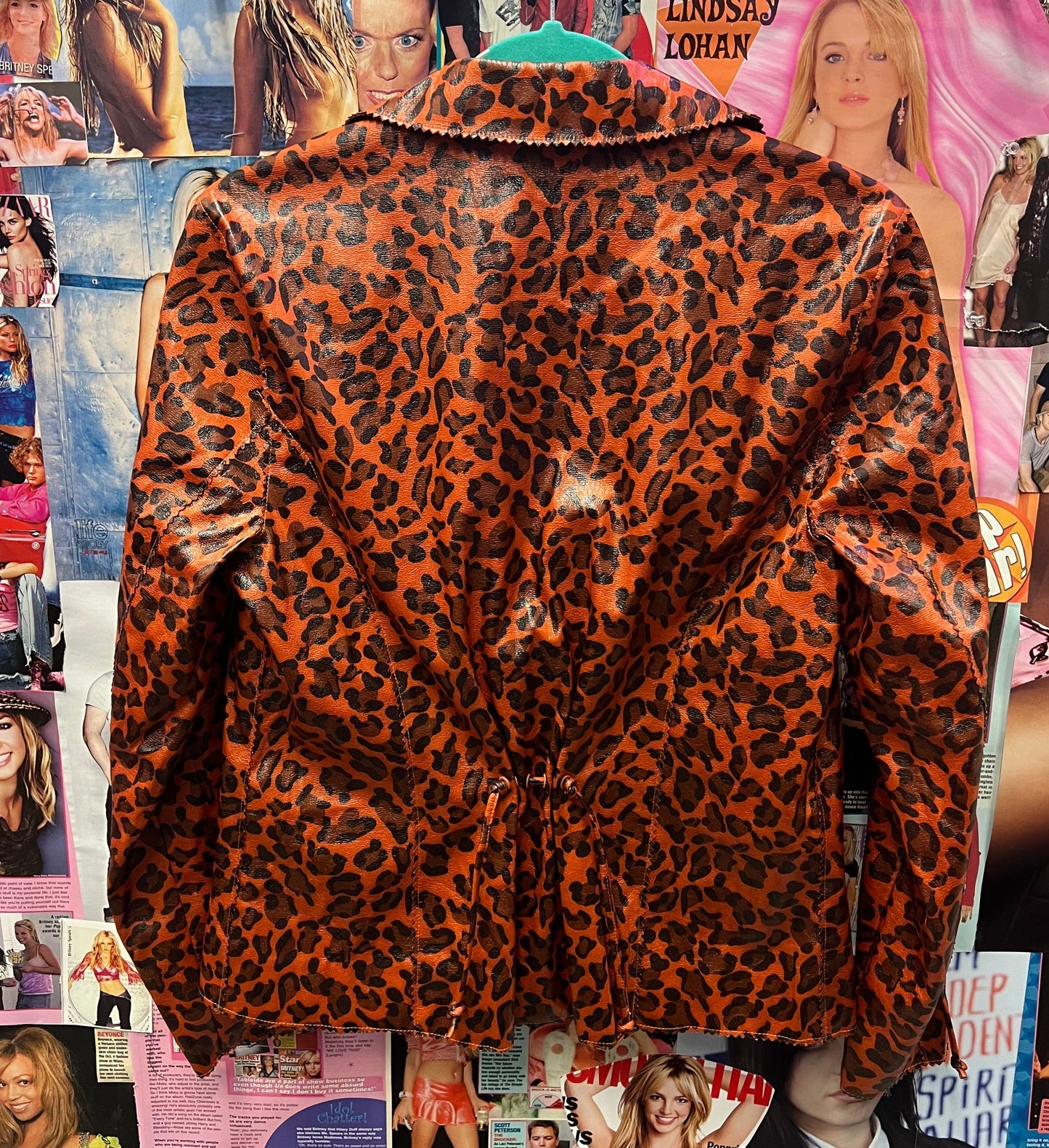 Vintage Y2K Leopard Print Faux Leather Jacket Size S