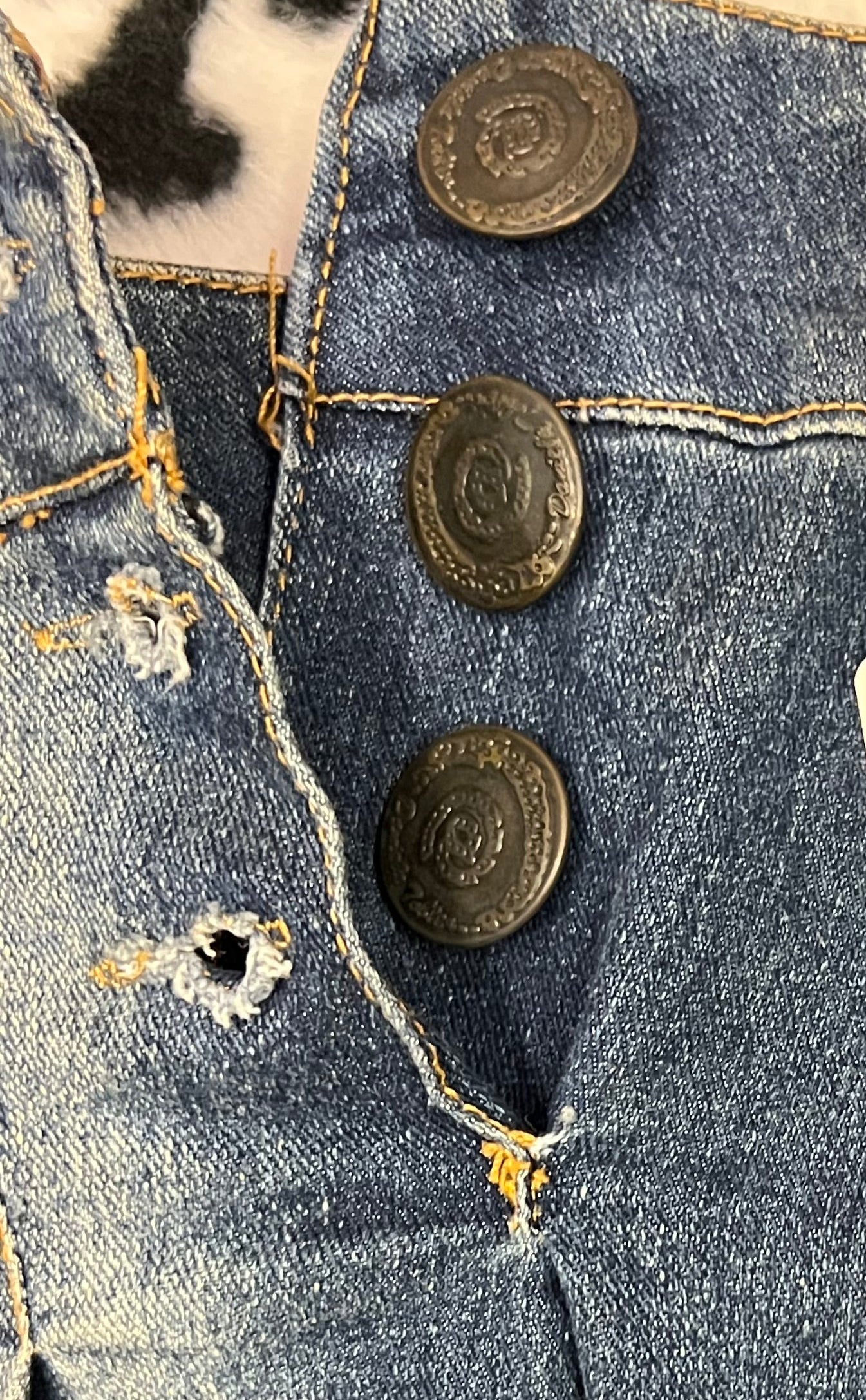 Vintage Y2K Button Front Denim Mini Skirt Size M