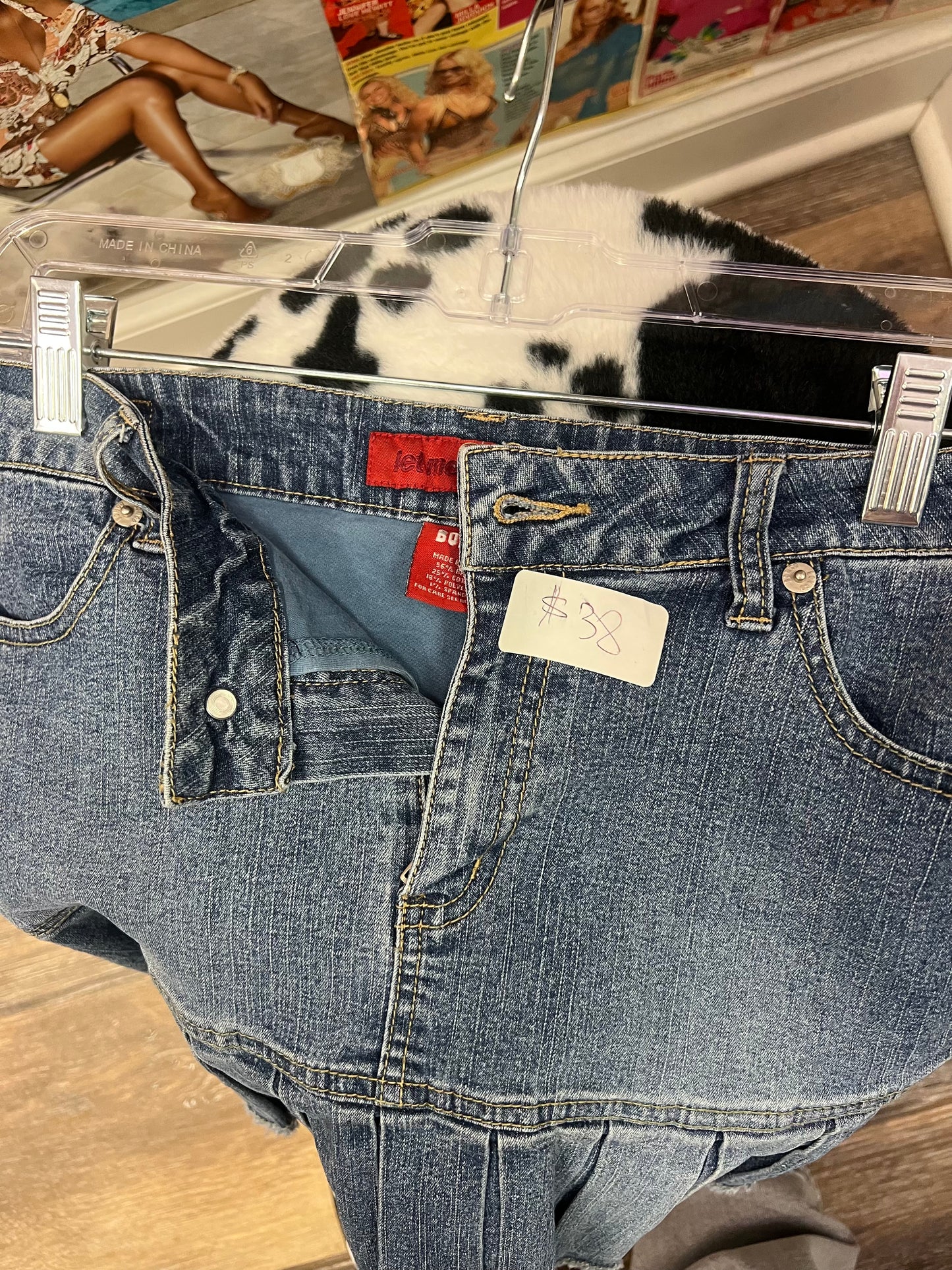 Vintage Y2K Pleated Denim Mini Skirt Size 16