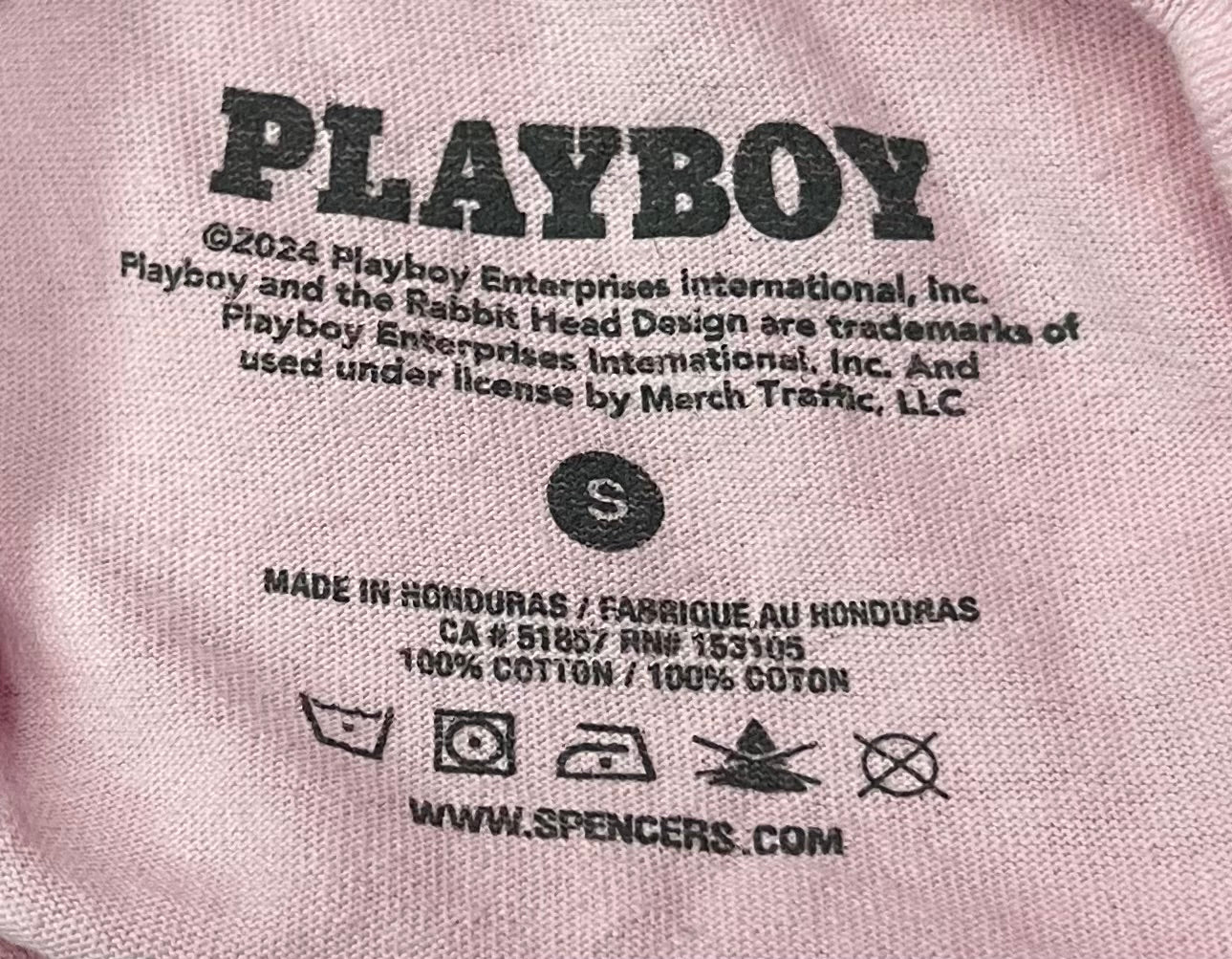 Y2K Style Playboy Rhinestone Baby Tee Pink Size S