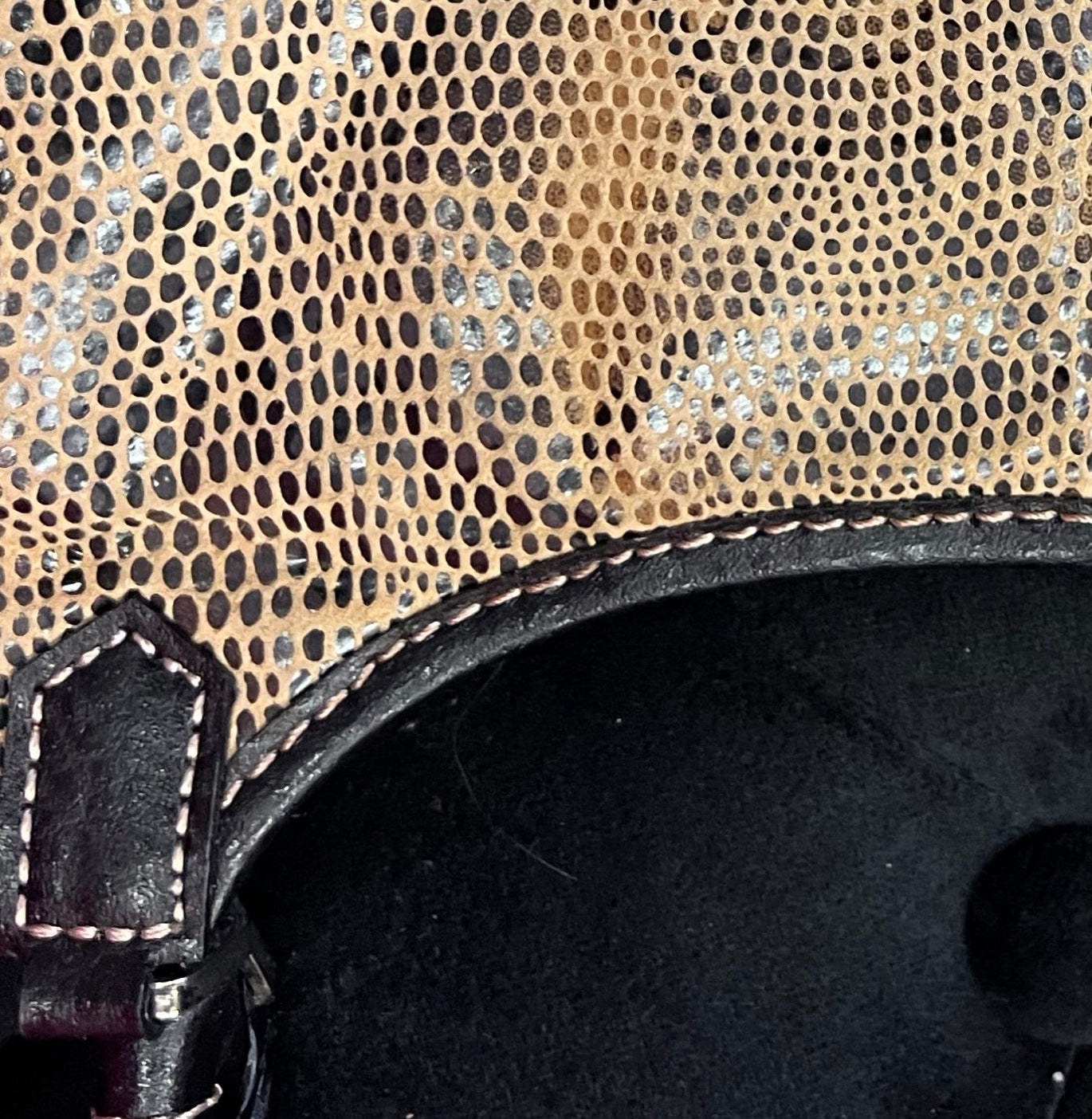 Vintage Y2K Snakeskin Print Shoulder Bag Tan & Black Handbag