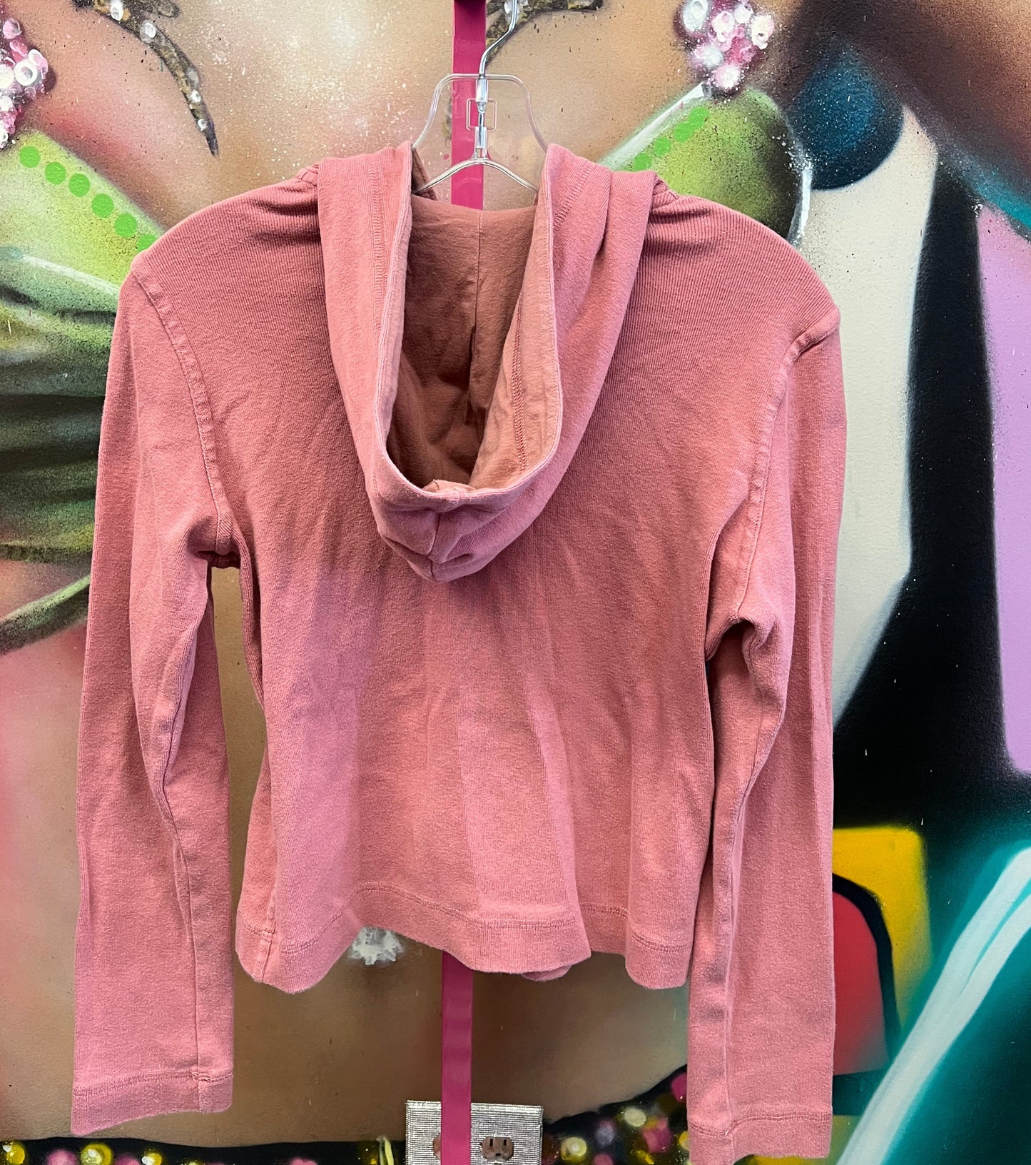 Vintage Y2K Bebe Pink Zip Up Hoodie Rhinestone Logo USA Made