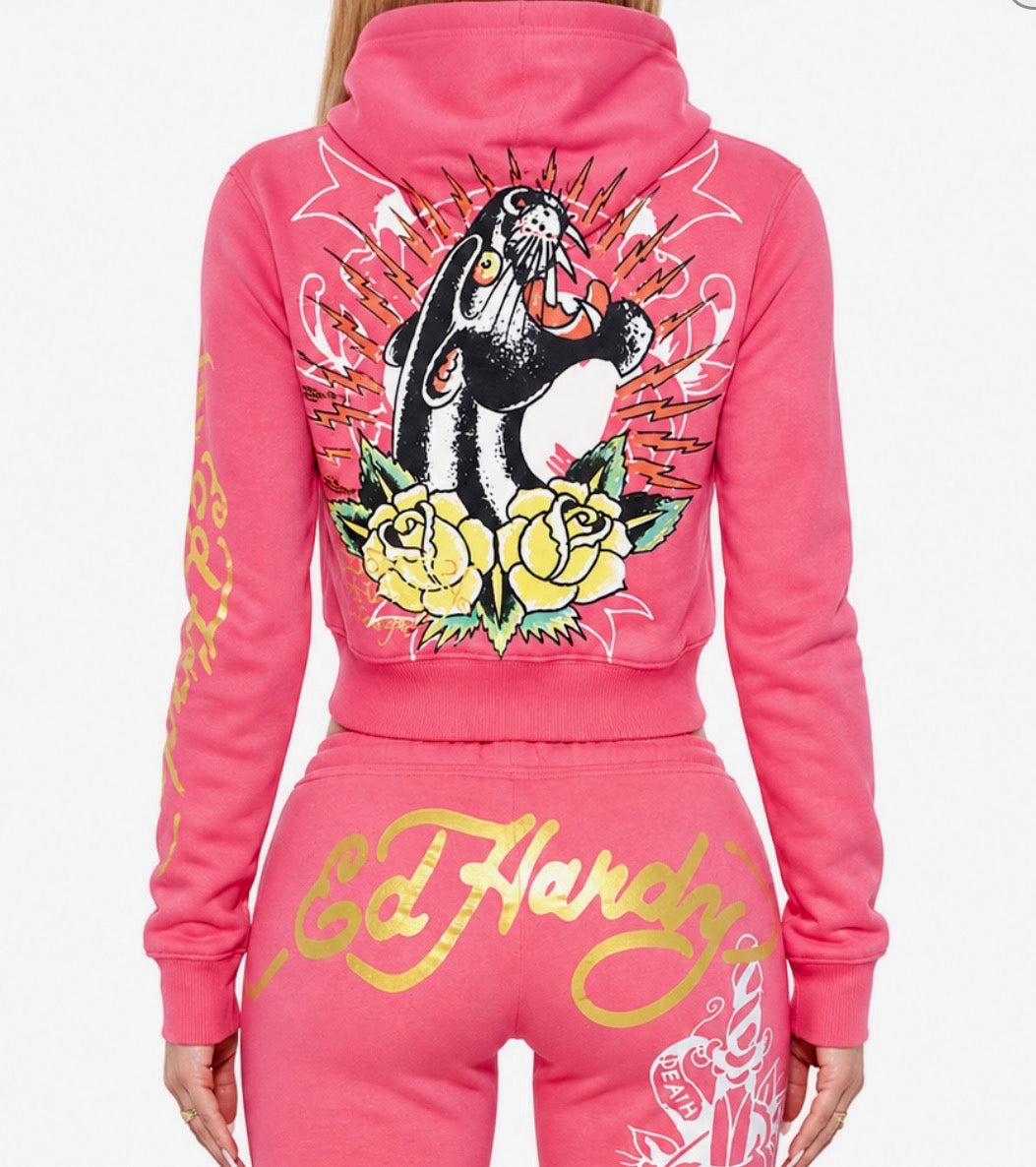 Ed Hardy Pink Panther Sweatpants Y2K McBling NWT