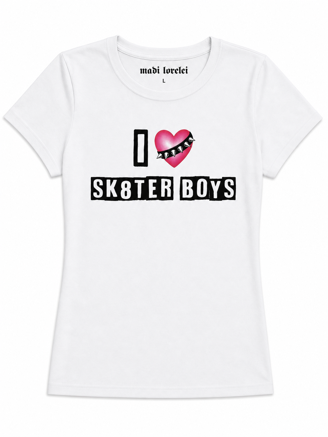 I Love Skater Boys Baby Tee White Y2K Graphic