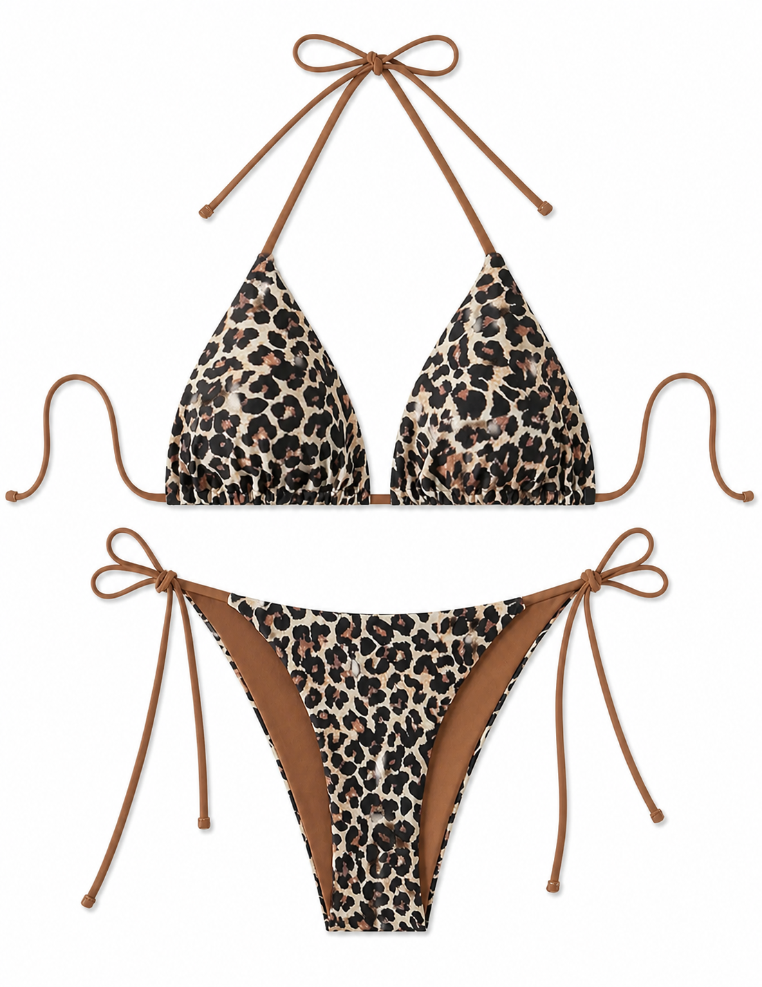 Y2K Leopard Print Bikini Set Women’s Two Piece High Cut Swimsuit Size S–L