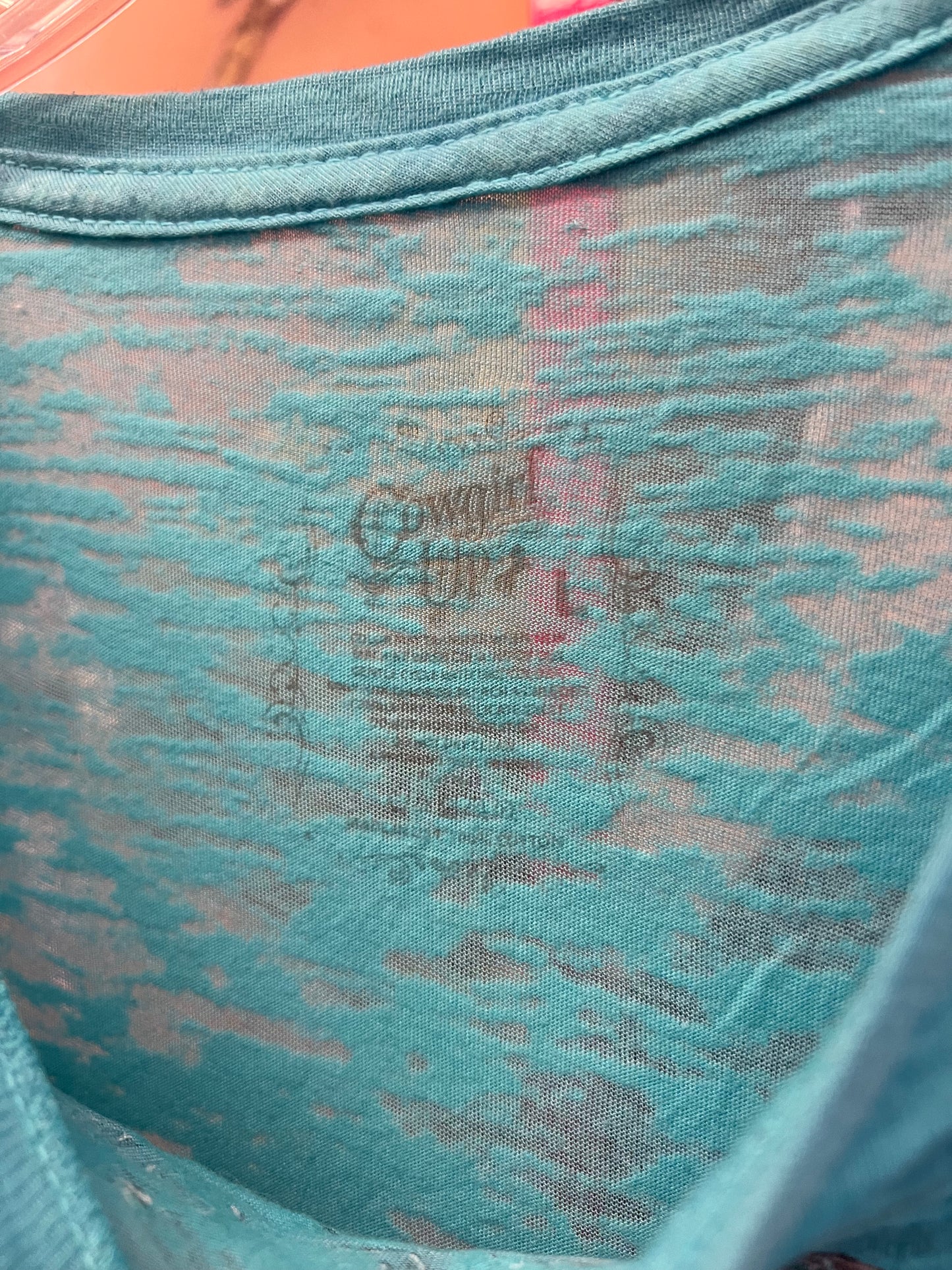 Vintage "Cowgirl Up" Teal Burnout Tee