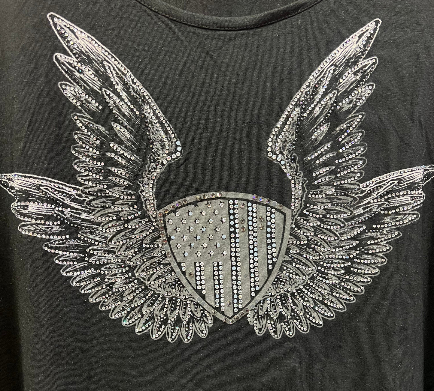 Ego USA Designs Black Winged Graphic Sleeveless Top Y2K Biker Goth