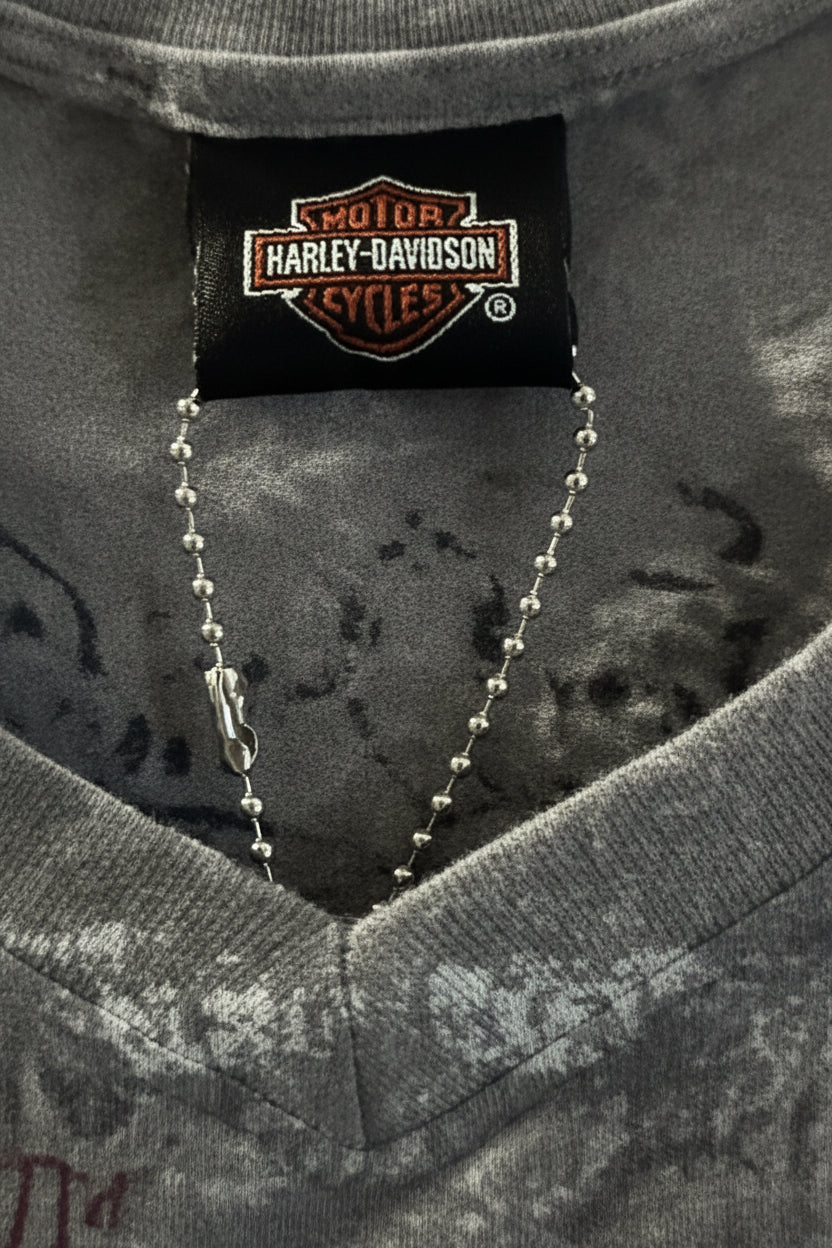 Vintage Y2K Harley Davidson Burnout Rhinestone Tee – Biker Glam Graphic Top