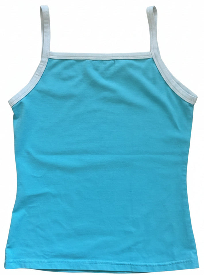 Vintage Y2K Blue “LOMGRISE” Rhinestone Halter Tank Top – Size M