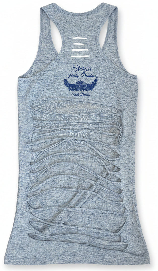 Vintage Y2K Harley Davidson Burnout Racerback Tank Top – Distressed Cutout Back – Size M