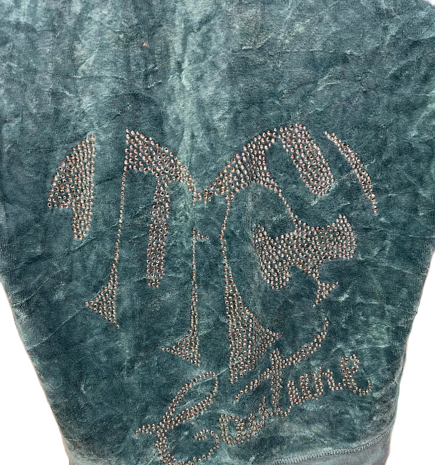Juicy Couture Turquoise Velour Zip Hoodie Rhinestone Logo Size S