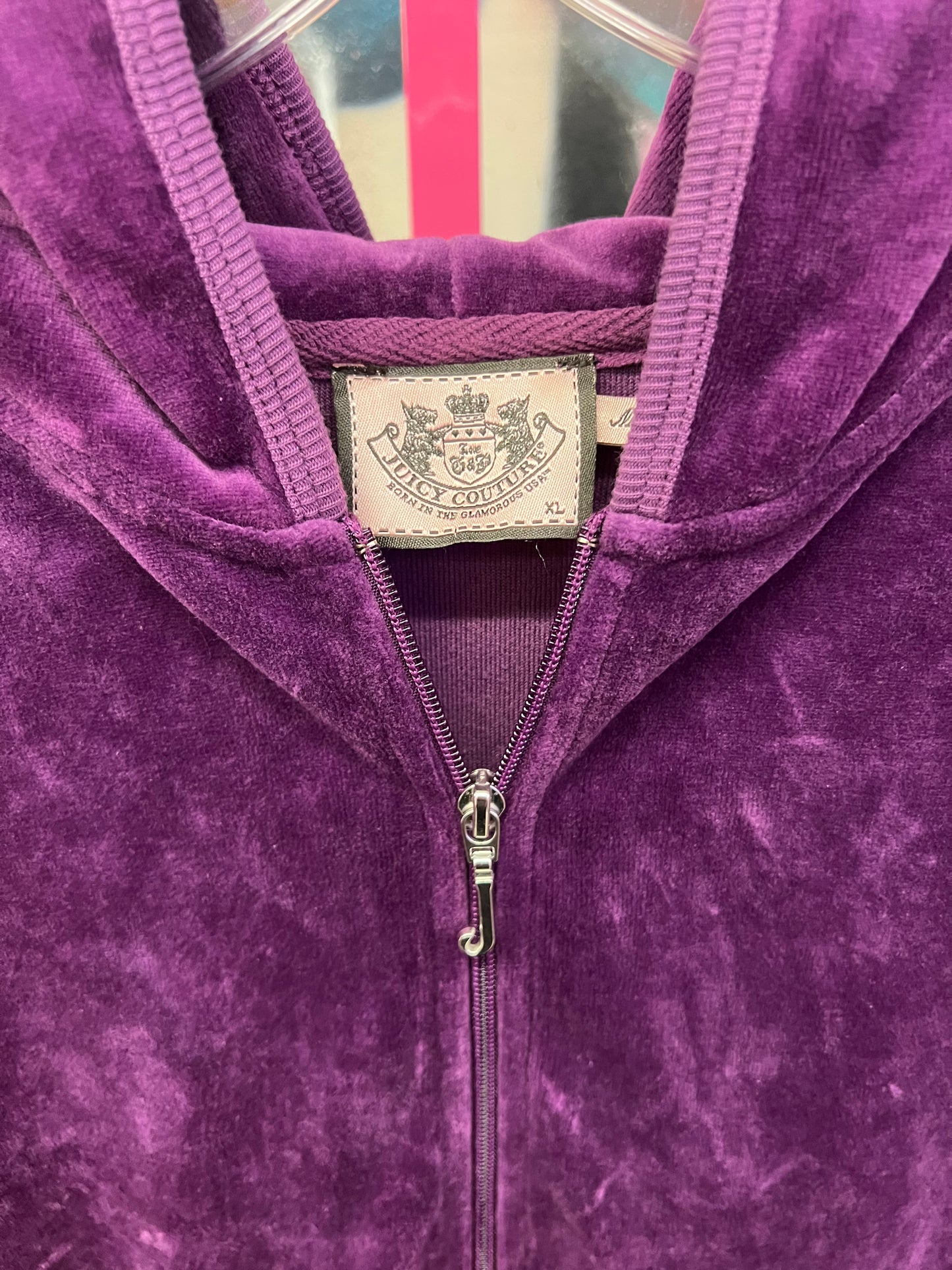 Vintage Juicy Couture "Make Every Day Happy" Plum Velour Zip Hoodie XL