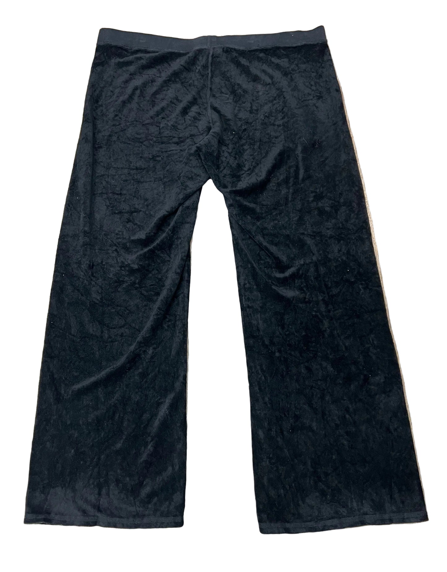 Vintage Y2K Juicy Couture Black Velour Wide Leg Track Pants Embroidered Crown XL