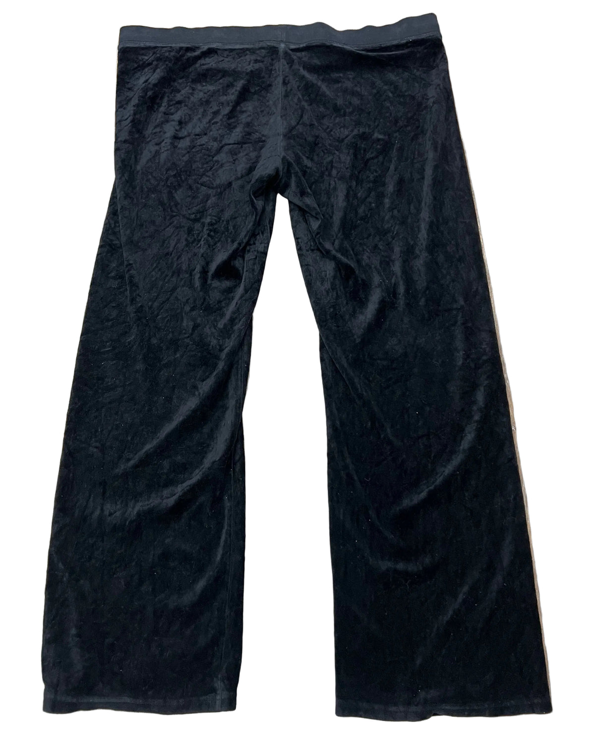uicy Couture Black Velour Wide Leg Drawstring Track Pants Gold Crown Size Large