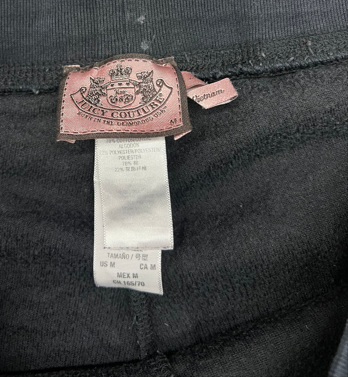 Vintage Juicy Couture Black Velour Rainbow Ombre Logo Track Pants Y2K Size Medium