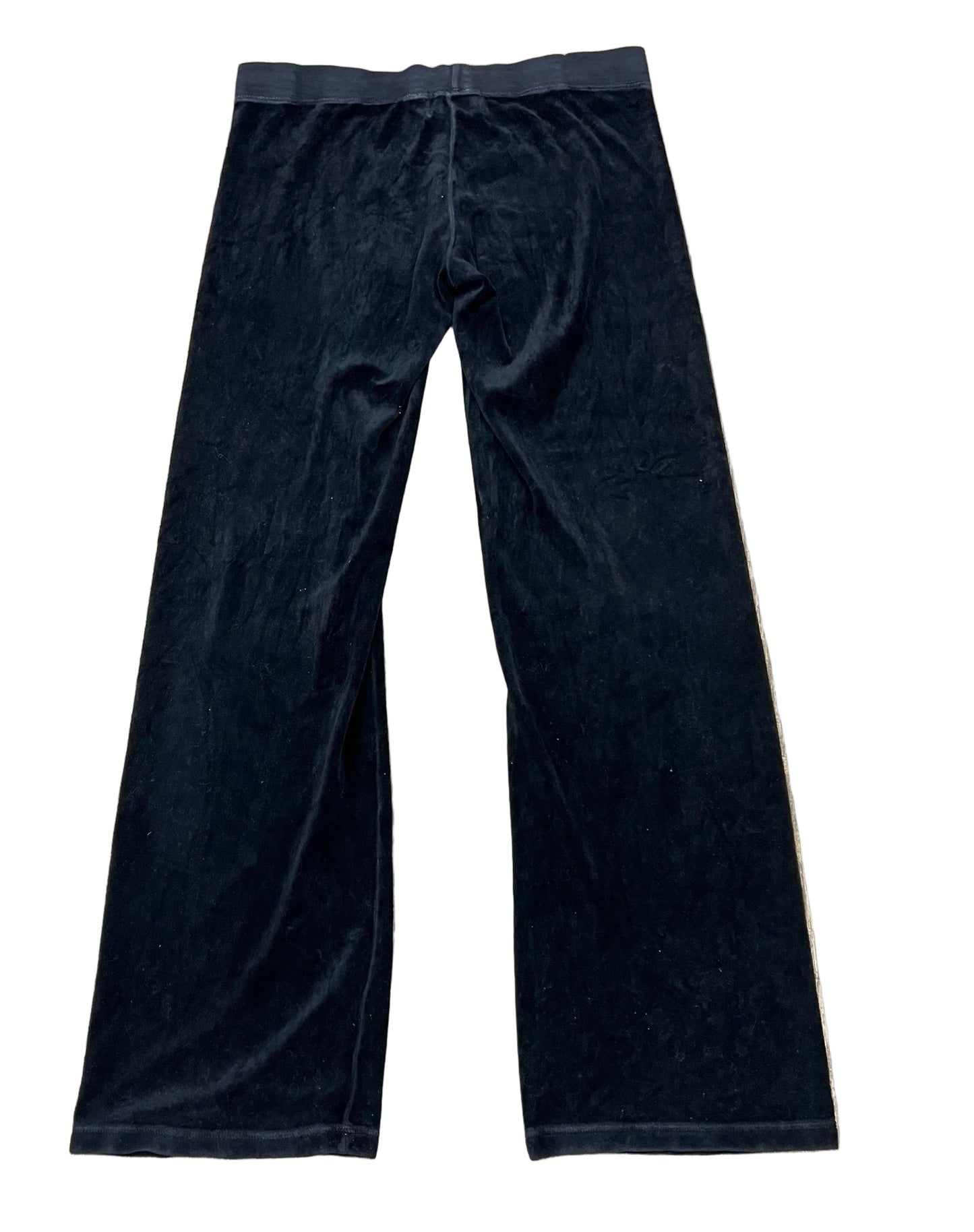 Vintage Juicy Couture Black Velour Drawstring Track Pants Size Small Y2K