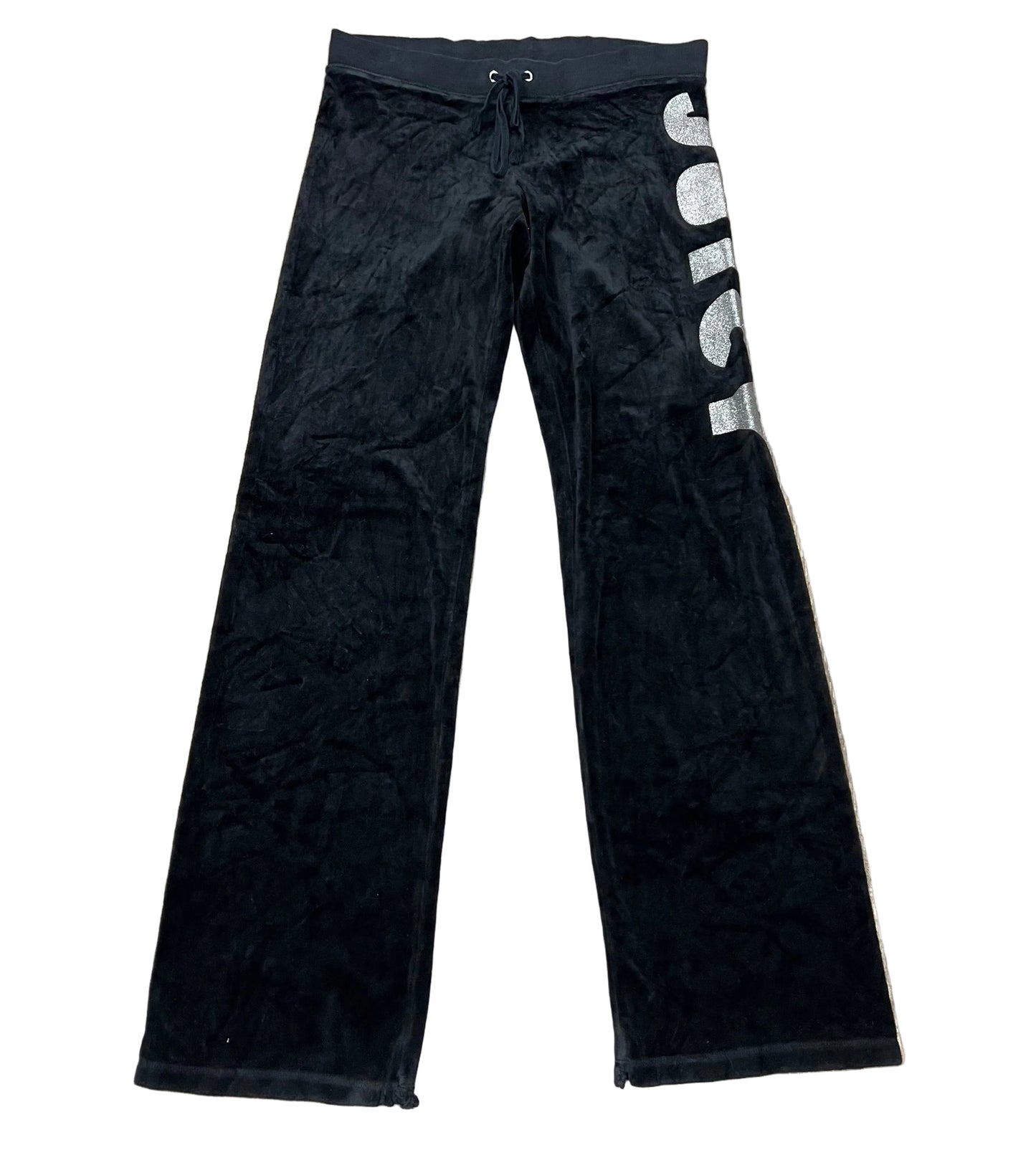Juicy Couture Black Velour Flare Sweatpants Side Logo Size P