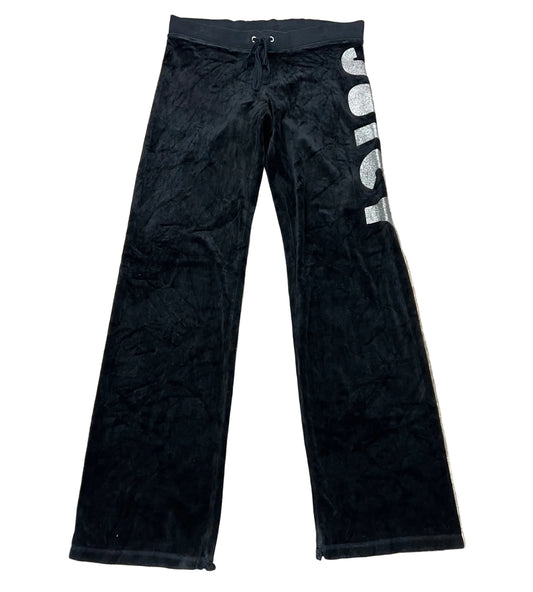 Juicy Couture Black Velour Flare Sweatpants Side Logo Size P
