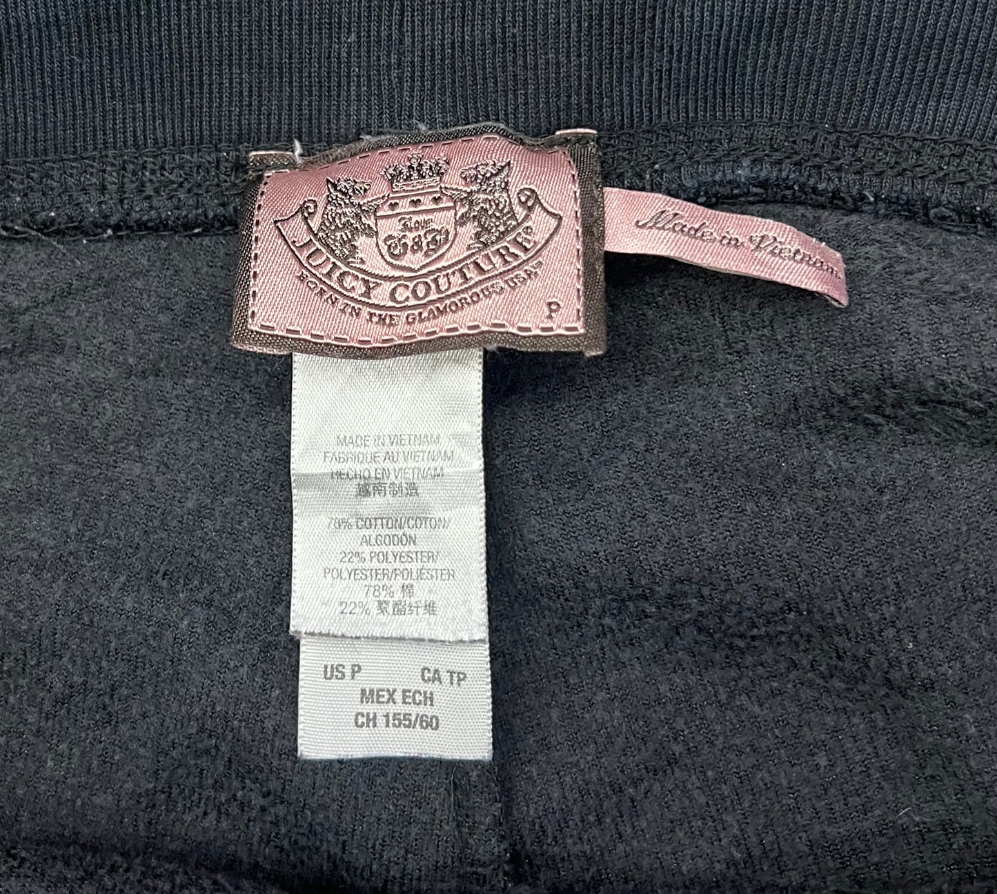 Juicy Couture Black Velour Flare Sweatpants Side Logo Size P