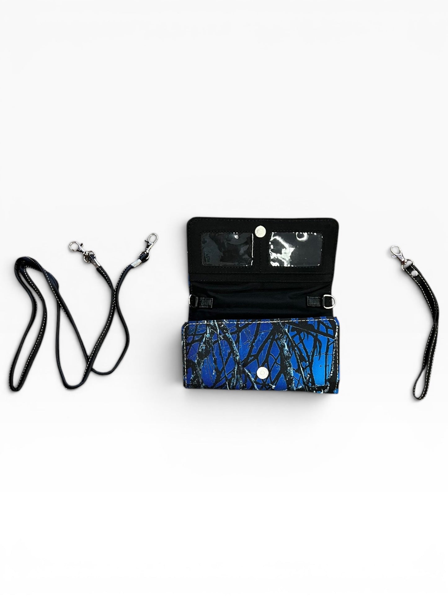 McBling Camo Rhinestone Cross Angel Wings Crossbody Wallet Bag Convertible Wristlet