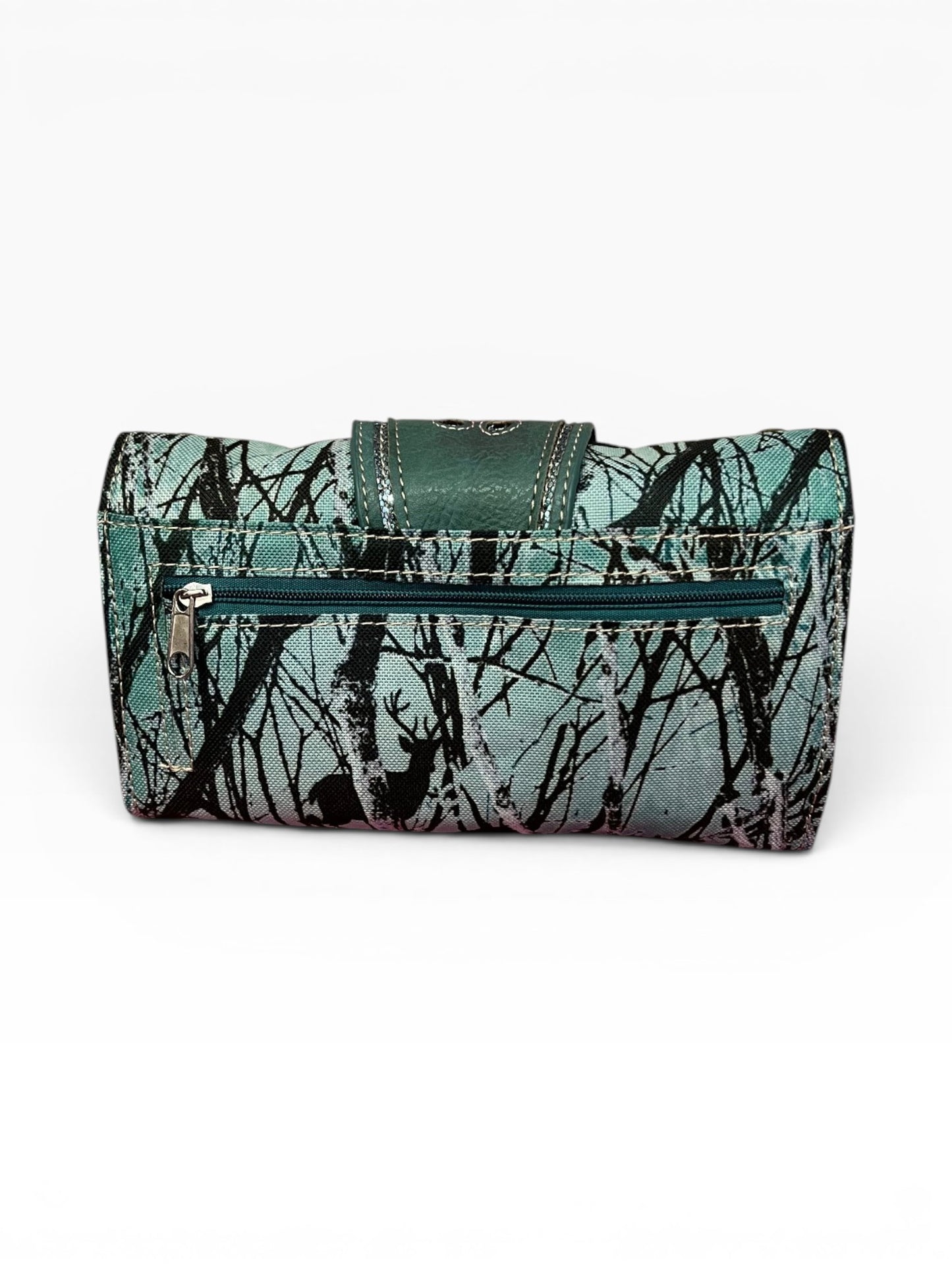Y2K McBling Rhinestone Buckle Camouflage Crossbody Wallet – Mint Teal