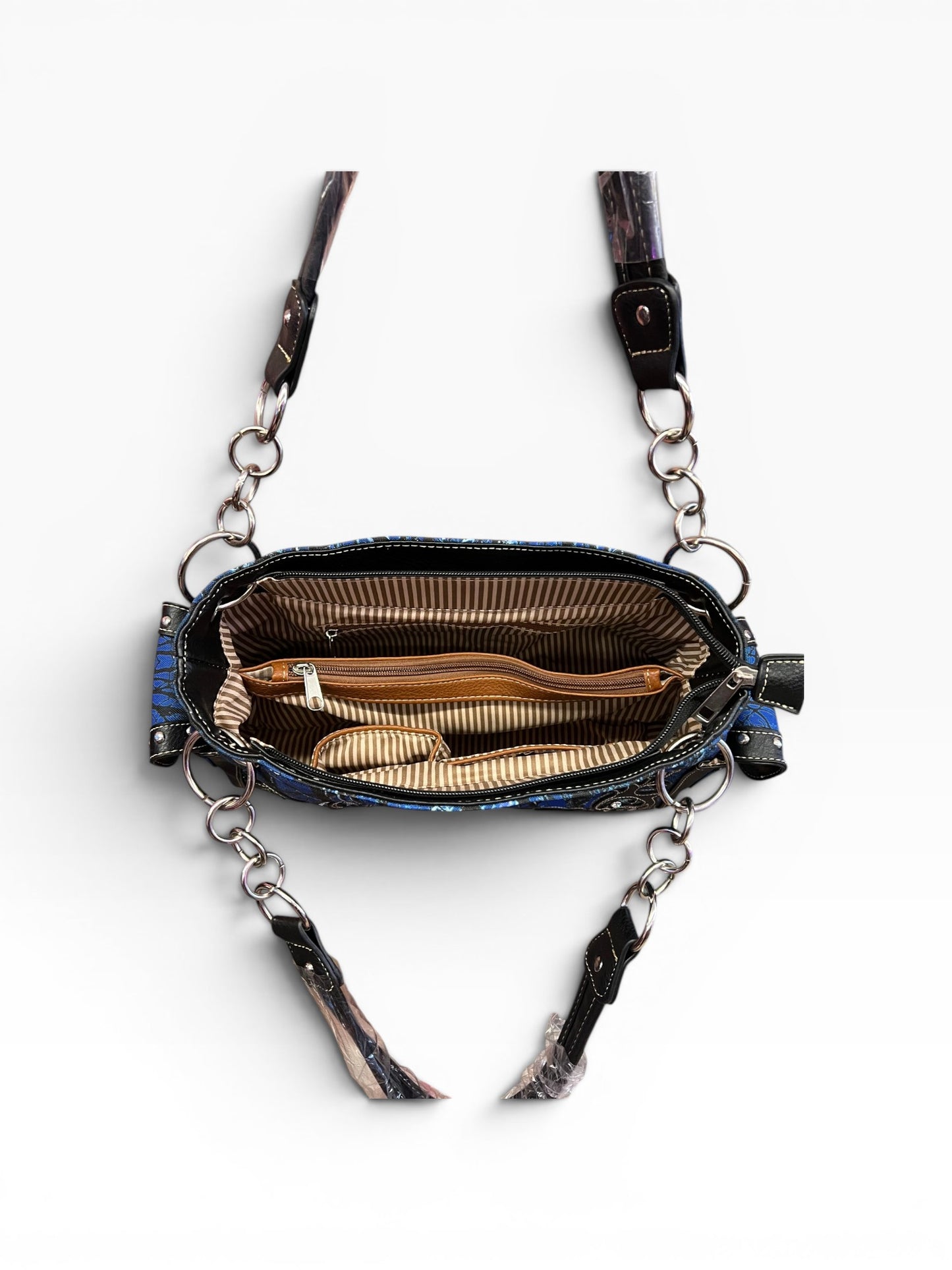 Y2K McBling Rhinestone Buckle Camouflage Handbag – Blue