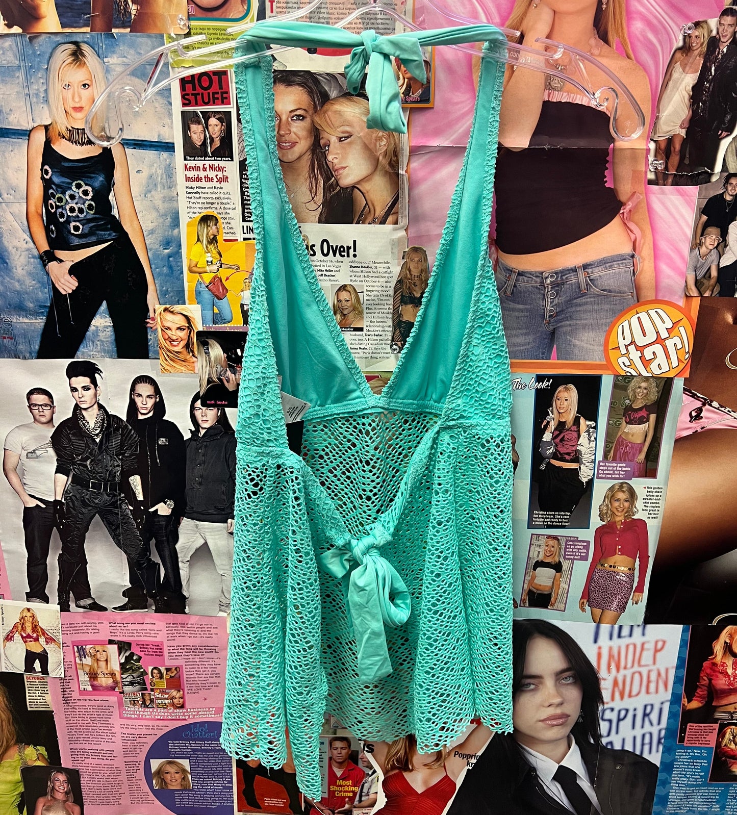 Y2K Style Perforated Halter Top Size XL