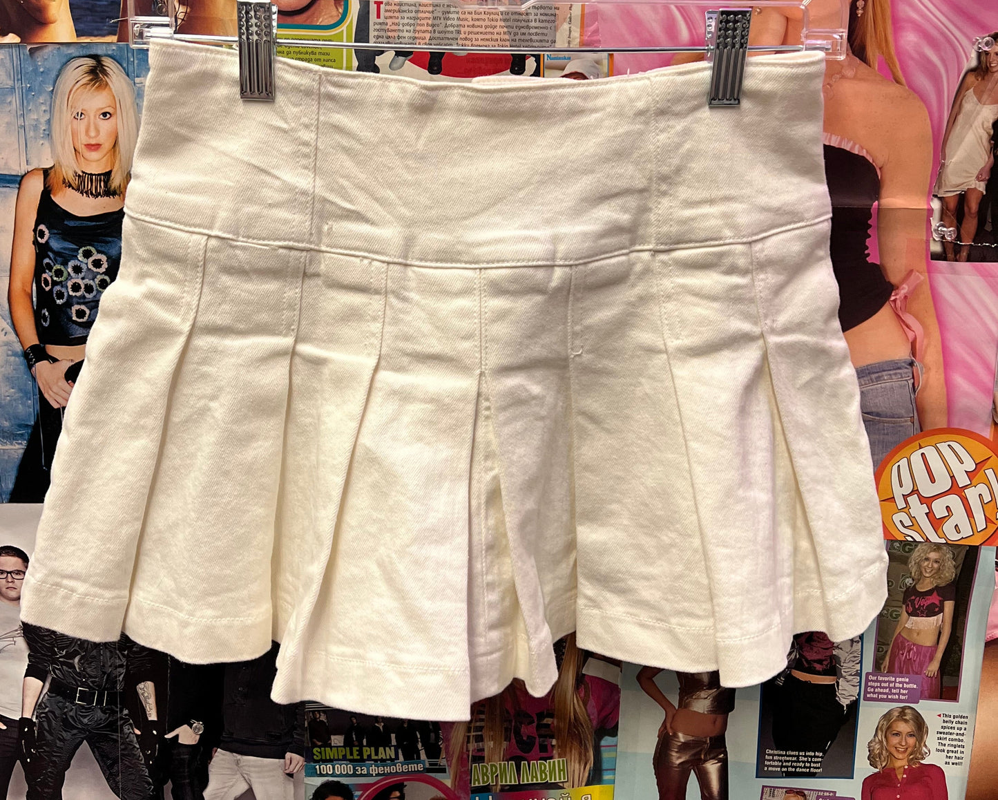 Y2K Style White Pleated Mini Skirt Size 6