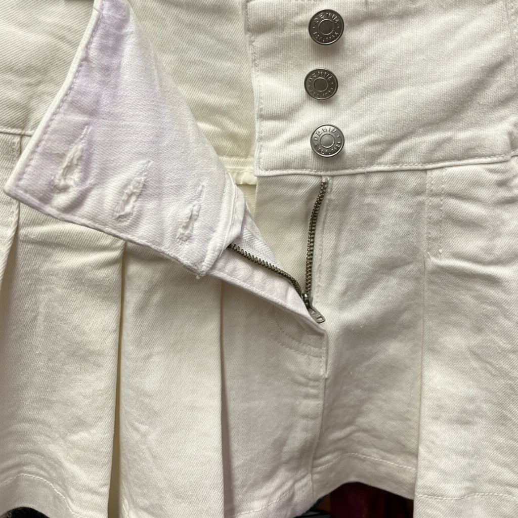 Y2K Style White Pleated Mini Skirt Size 6