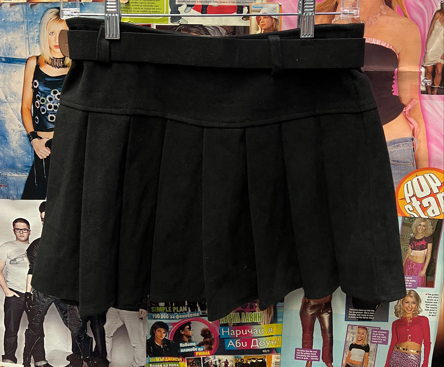 Vintage Y2K Princess Polly Black Pleated Mini Skirt Size 6