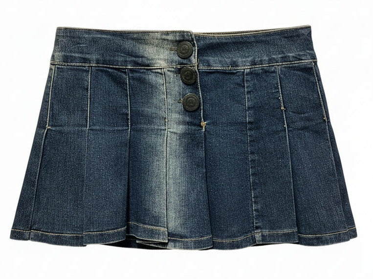 Vintage Y2K Button Front Denim Mini Skirt Size M