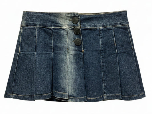 Vintage Y2K Button Front Denim Mini Skirt Size M