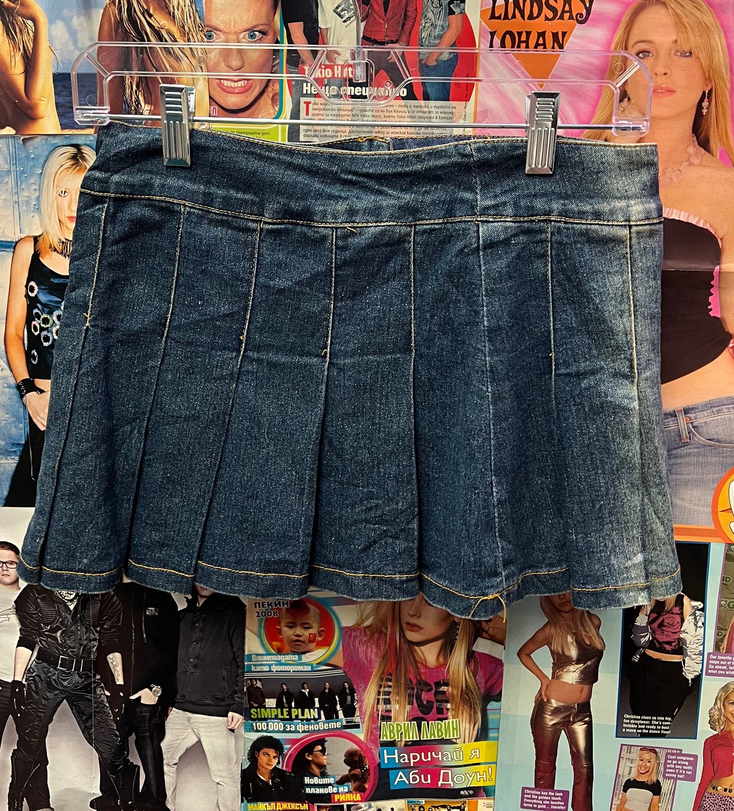 Vintage Y2K Button Front Denim Mini Skirt Size M