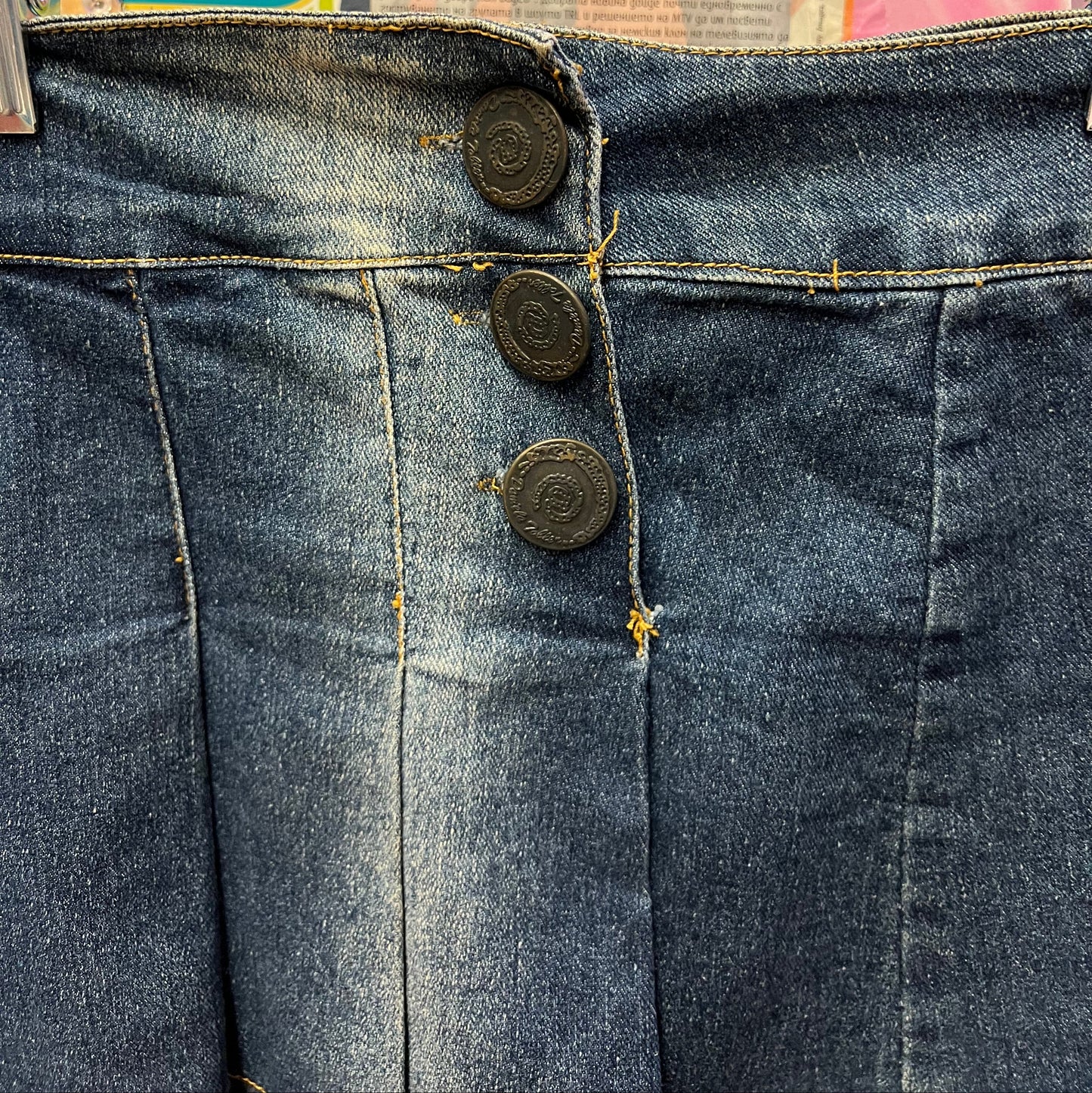Vintage Y2K Button Front Denim Mini Skirt Size M