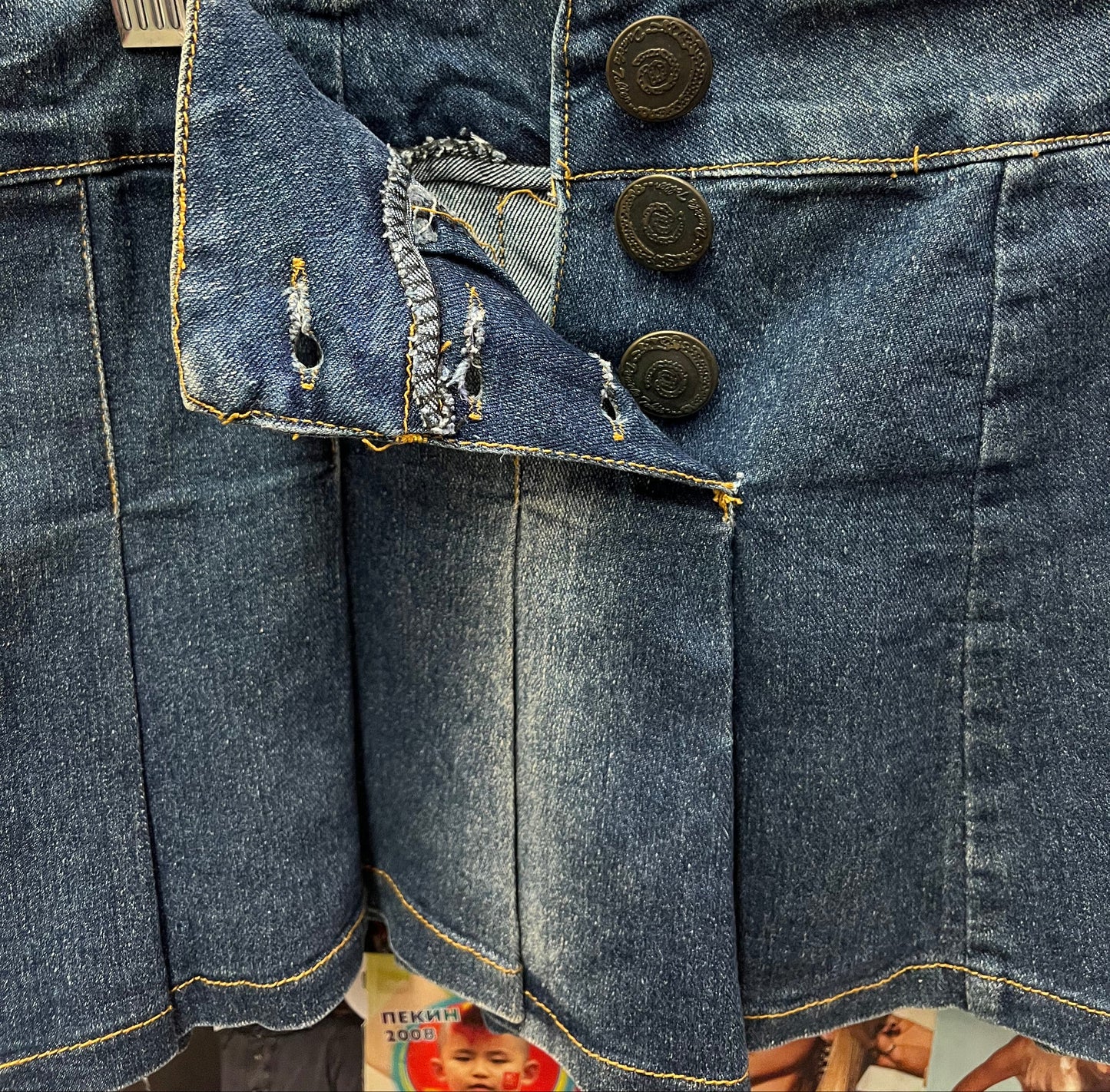 Vintage Y2K Button Front Denim Mini Skirt Size M