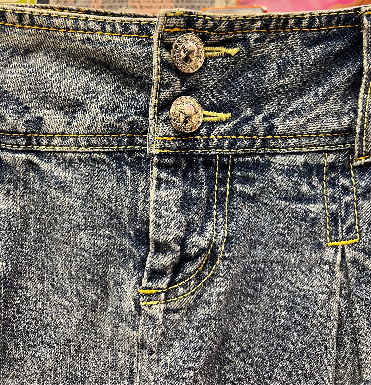 Vintage Y2K Patchwork Denim Mini Skirt Size 24