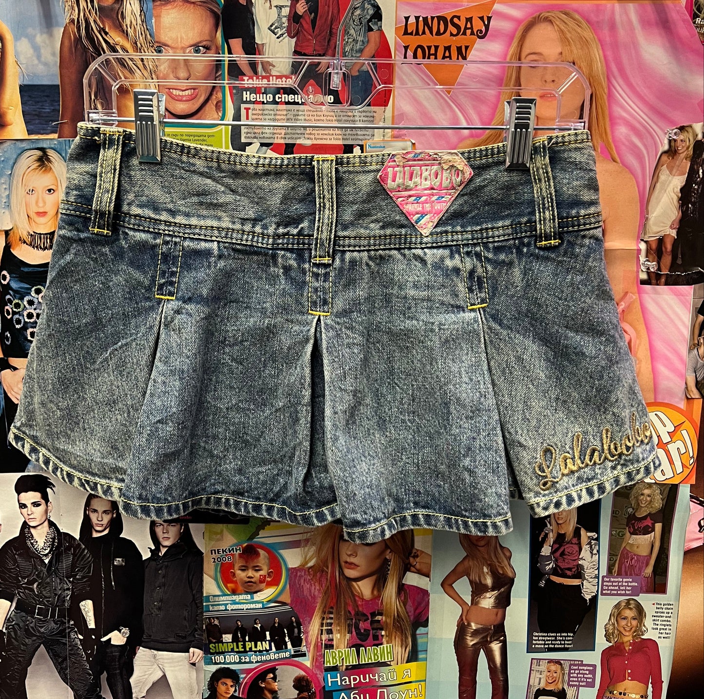 Vintage Y2K Patchwork Denim Mini Skirt Size 24