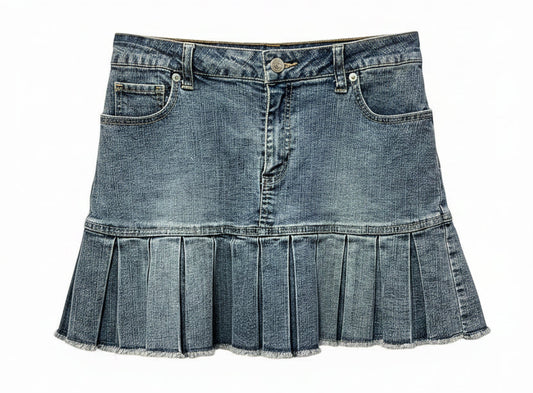 Vintage Y2K Pleated Denim Mini Skirt Size 16