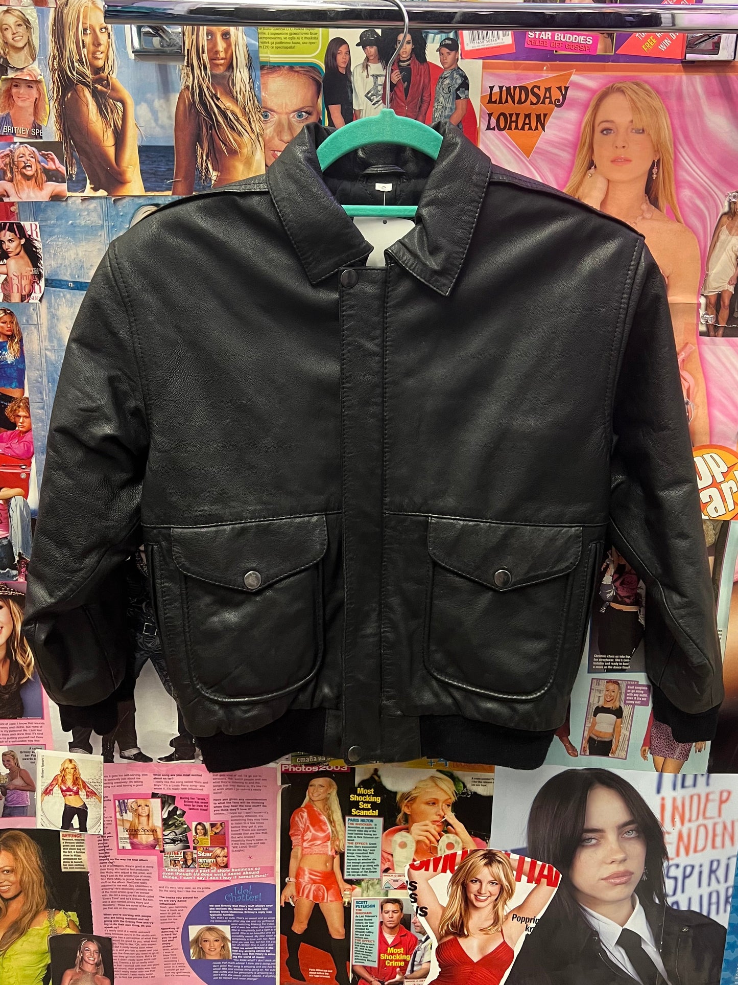 Vintage Genuine Leather Bomber Jacket Size Small