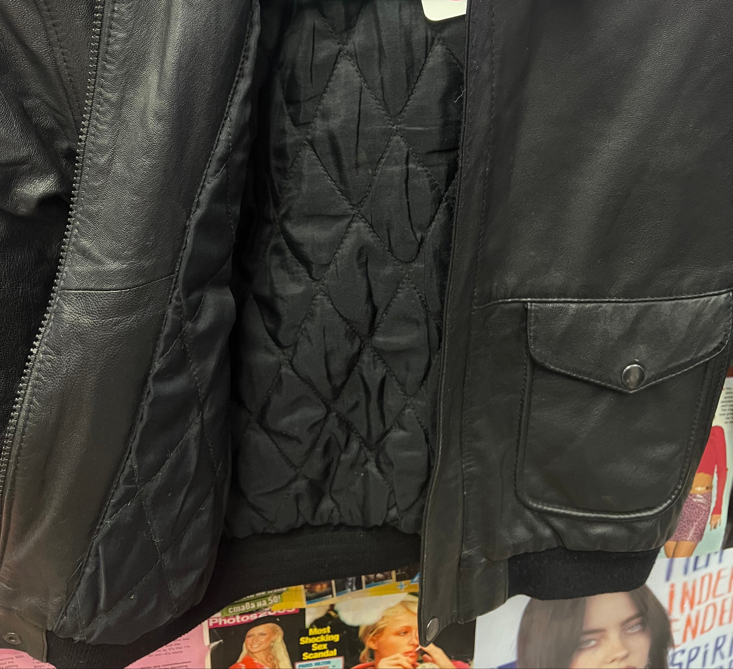 Vintage Genuine Leather Bomber Jacket Size Small