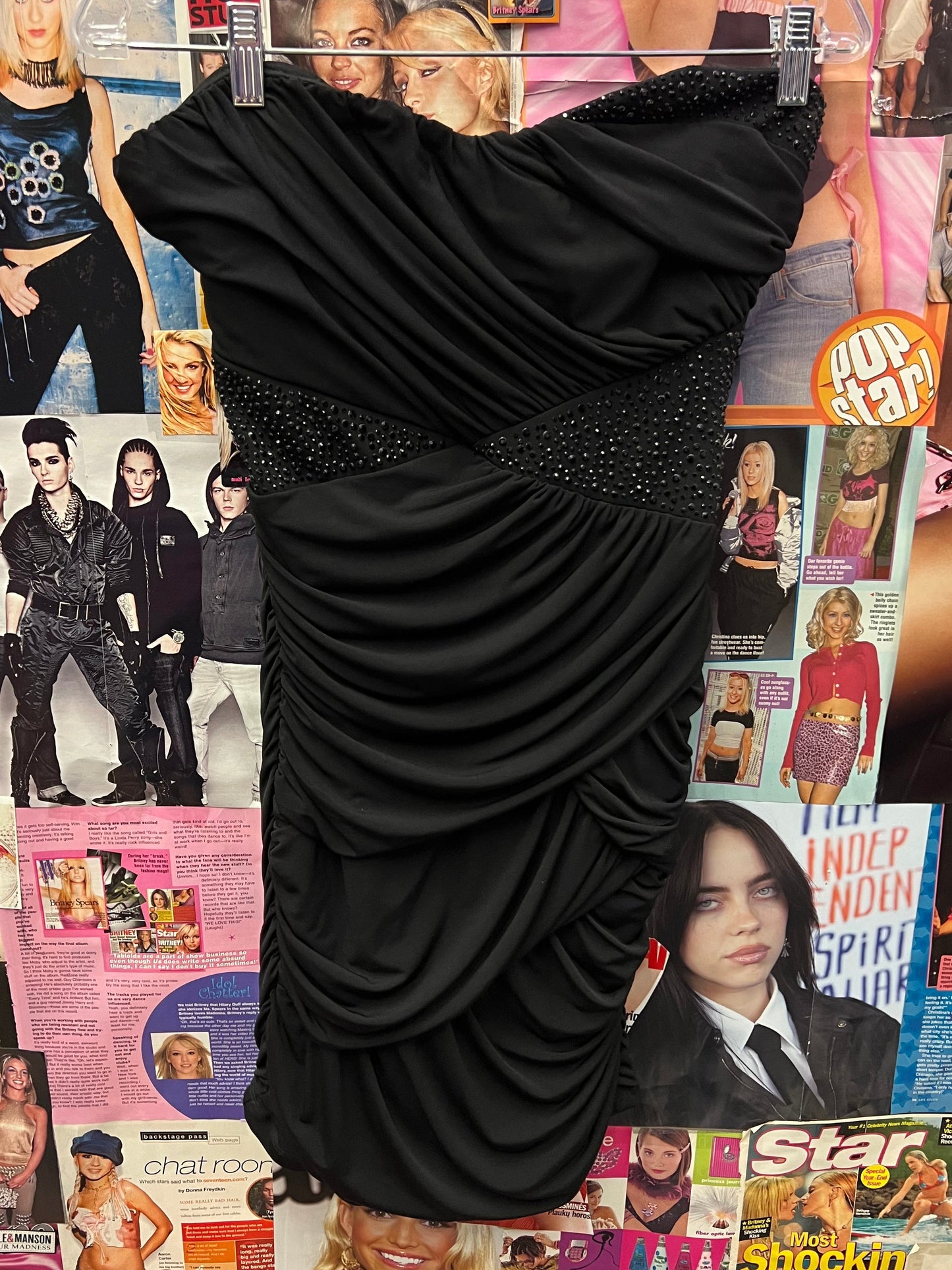 Vintage Y2K Strapless Ruched Cocktail Dress Size Large
