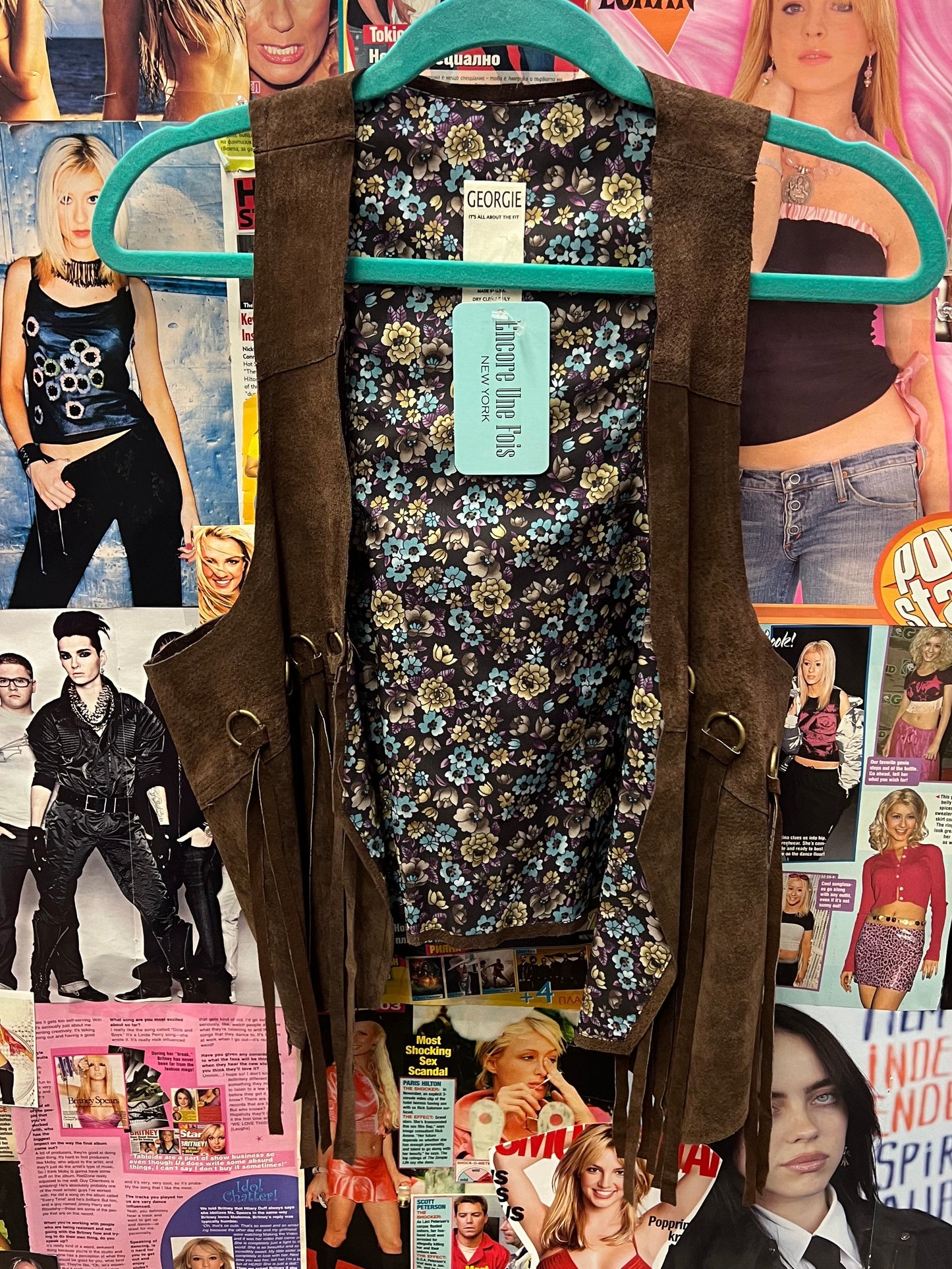 Vintage Brown Suede Fringe Vest Size 4