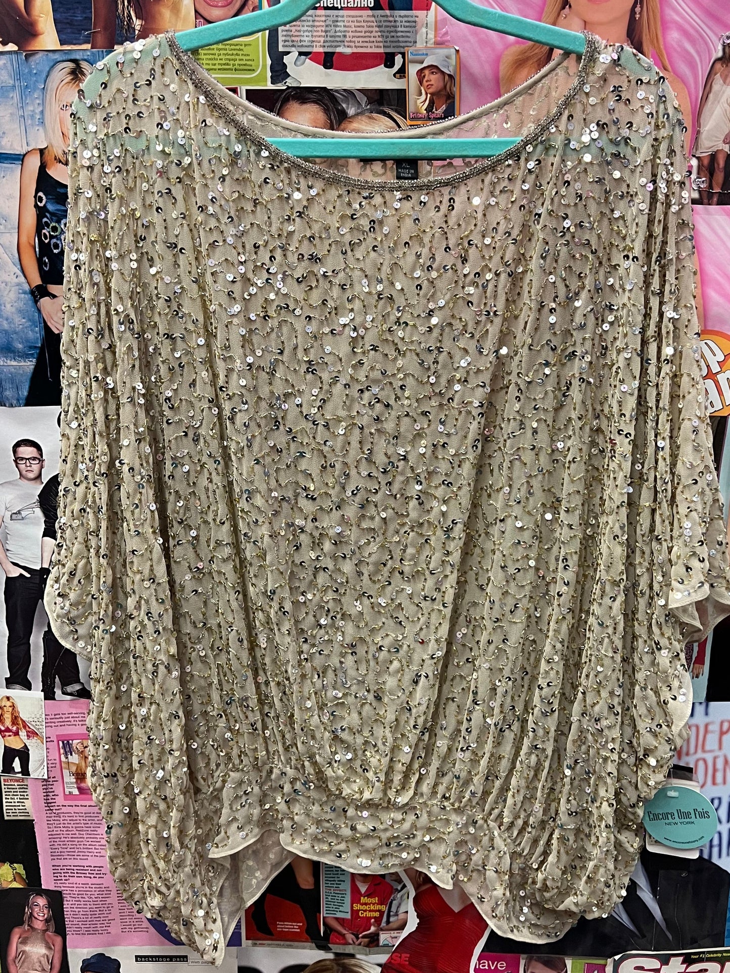 NWT Sequin Draped Party Top Size XL