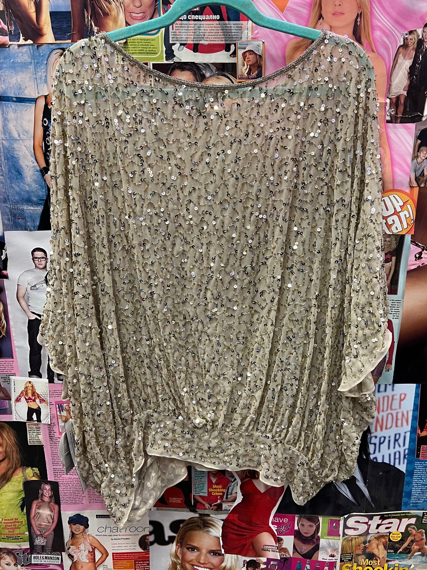 NWT Sequin Draped Party Top Size XL