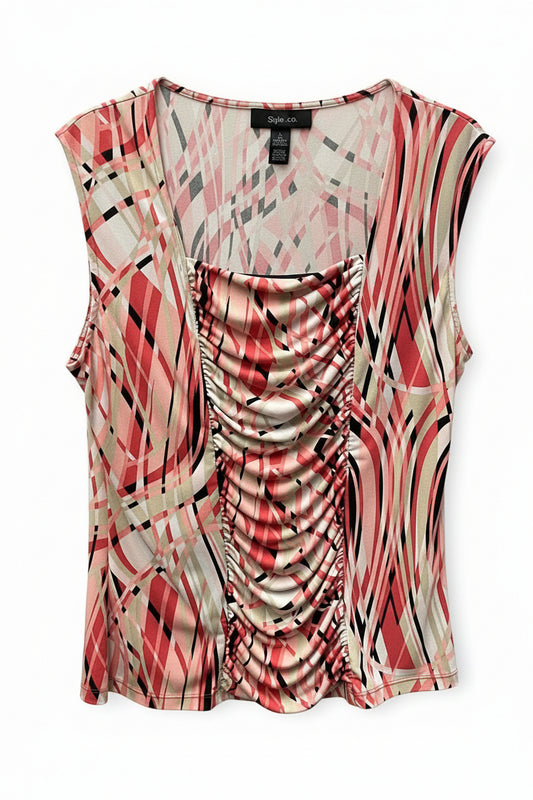 Vintage Y2K Abstract Print Sleeveless Top Size Large