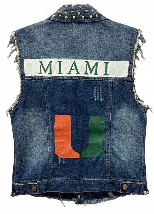 Women’s University of Miami Studded Denim Vest Size Large