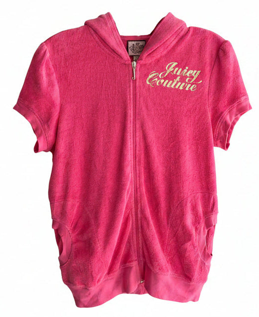 Vintage Y2K Juicy Couture Fruit Graphic Short Sleeve Zip Hoodie Size L