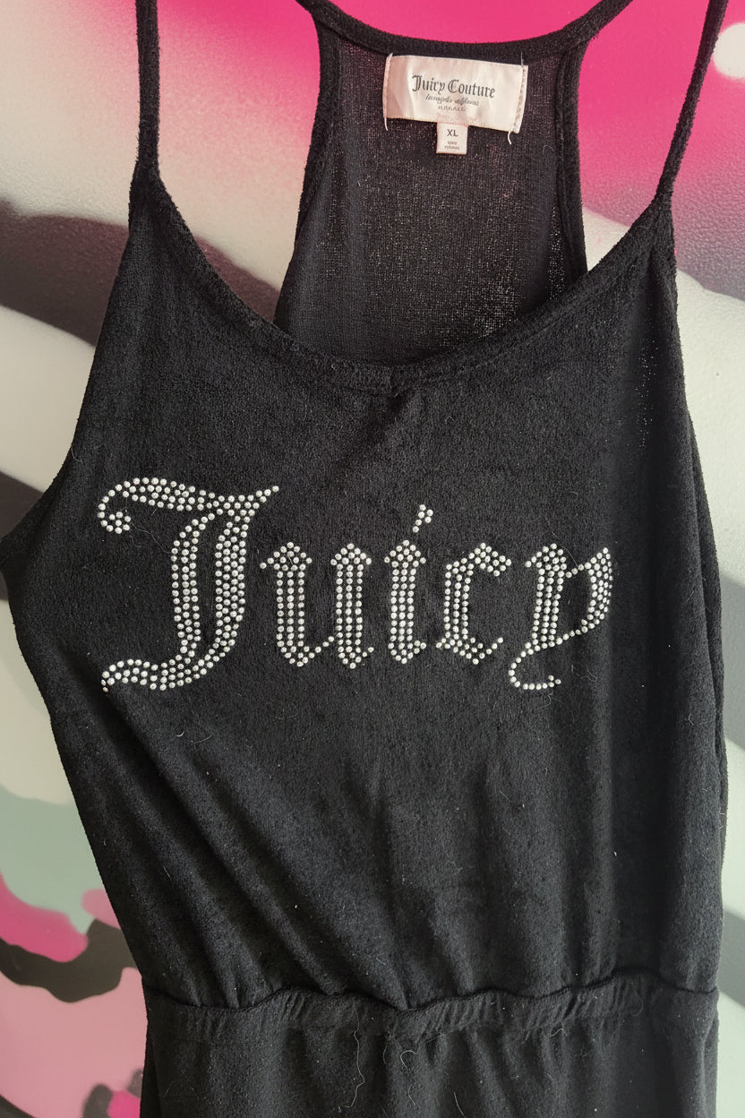 Vintage Y2K Juicy Couture Black Lounge Romper Size XL