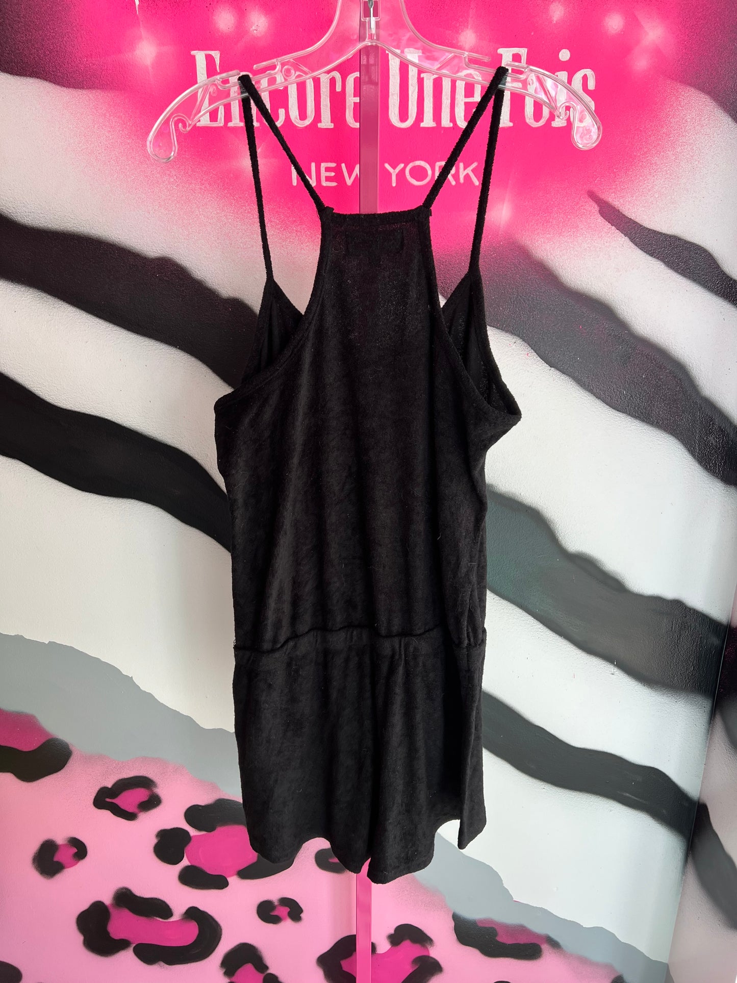 Vintage Y2K Juicy Couture Black Lounge Romper Size XL